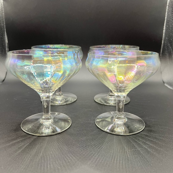 Vintage Iridescent Champagne Coupe Glasses - Picture 2 of 10